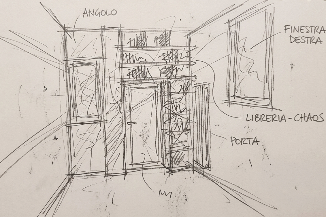 Schizzo a matita del progetto di riqualificazione